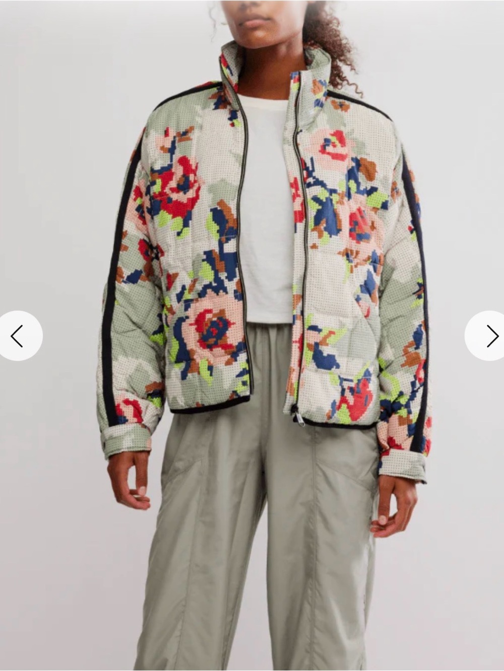 FP Movement Pippa Packable Printed Puffer Jacket Cross Stitch Floral L NWT - Picture 4 of 9
